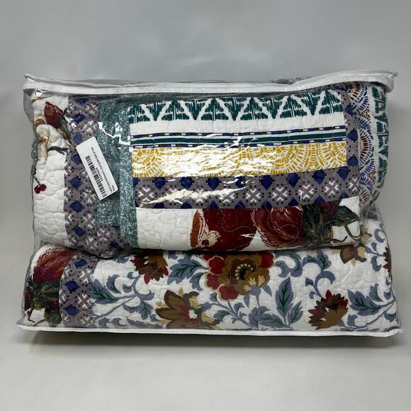 NEW Tache Cotton Quilt Patchwork French Country Old World Boho Botanical TWIN - Picture 3 of 4